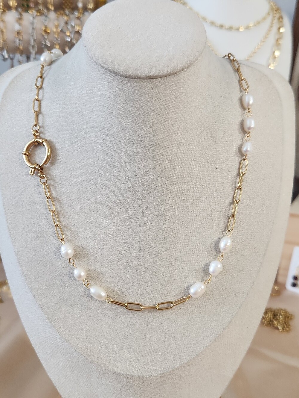 Freshwater Pearl Charm Holder Necklace - Picture 2 of 3